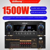 1500W Home 5.1 Power Amplifier HD Lossless Bluetooth 5.0 Amplifier Home Theater Karaoke Heavy Bass HIFI Fever Amplifier