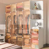 Home Transparent Wardrobes Bedroom Furniture Rental Room Simple Assembly Clothes Wardrobe Bold and Thickened Hanging Open Closet