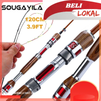 HAPPY MANCING Sougayilang joran pancing udang 1.2m 2 bagian gagang pancing kayu EVA Menangani joran 