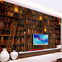 wellyu Customized large wall painter 3D mural decoration painting wallpaper bookshelf bookcase background wall wallpaper