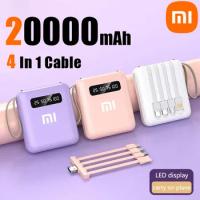 Xiaomi 20000mAh Mini Power Bank Fast Charge Large Capacity Portable PowerBank 4 in 1 Cable For iPhone Samsung HUAWEI NEW
