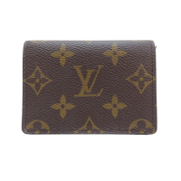 【二手名牌BRAND OFF】LOUIS VUITTON LV 路易威登【再降價】 棕色 原花 帆布 名片夾 M63801