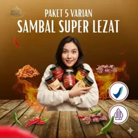 Sambel Paket Hemat Isi 5 Kaleng - Cumi Pedas / Cakalang / Teri / Ayam Suwir / Baby Cumi 130gr Paket 