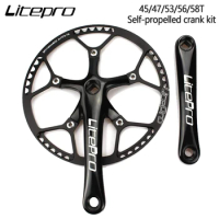 Litepro MTB Road Bikes Crankset Integrated 130BCD Chainwheel Crank 45T 47T 53T 56T 58T Single Chainwheel Crankset Sprocket Set