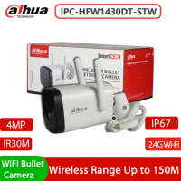 Dahua IPC-HFW1430DT-STW 4MP IR 30M Smart H.265+ Fixed-focal 2.4G Wi-Fi Bullet Network IP Camera IP67 Micro SD card Built-in Mic