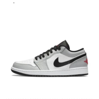 Original Air Jordan 1 "Light Smoke Grey"For Men's Trend Retro Non-Slip Low Top Retro Basketball Shoe