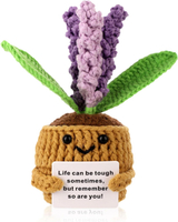 TOYMIS Positive Lavender Crochet Potted Plants 5.5 Inch Creative Knitted Potted Plant Emotional Posi