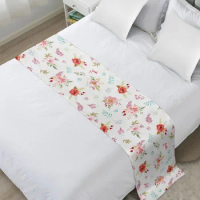 Flowers Leaves Circles High Quality Bed Flag Hotel Cupboard Table Runner Parlor Wedding Home Decor Bed Runner