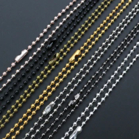 5pcs/lot 3 Size 1.5mm and 2.0mm 2.4mm 7 Colors Plated Ball Beads Chain Necklace Bead Connector 65cm(25.5 inch)