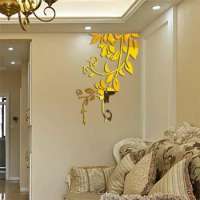 3D DIY Acrylic Mirror Stickers Modern Room Decoration Flower Wall Decals Sticker Living Room Bedroom Wall Decor Home Sticker