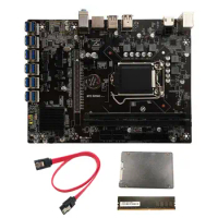 B250C BTC Mining Motherboard with 120G SSD+DDR4 4GB 2133MHZ RAM+Cable 12XPCIE to USB3.0 Card Slot LGA1151 for BTC