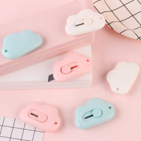 Cute Flowers Utility Knife Set Automatic Rebound Steel Blade Paper Cutter Opener for Letter Box Wrapping Cutting School