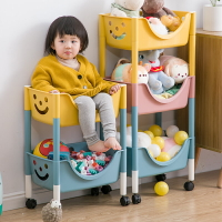 家用兒童寶寶玩具收納架分層置物架落地多層筐零食繪本書推車架子