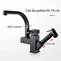Black Kitchen Sink Faucet Chrome Pull Out Bidet Spray Hot/Cold Water Mixer Tap Rotatable Crane Stainless Steel Taps