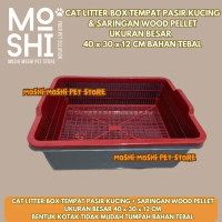 Cat Litter Box Bak Pasir Kucing & Saringan Wood Pellet Tebal Besar