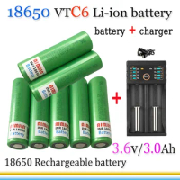 New original 18650 VTC6 3.6V 3000mAh battery For Us 18650 30A toys tools flashlight battery+USB Charger