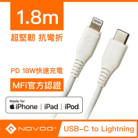 【Novoo】Type C to Lightning快速傳輸/充電線-1.8m(MFi認證iPhone快充線 原廠授權-杰鼎奧拉)