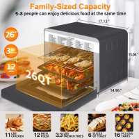 Steam Air Fryer Toast Oven Combo , 26 QT Steam Convection Oven Countertop , 50 Cooking Presets, with 6 Slice Toast, 12" Pizza, B