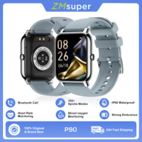 P90 Smart Watch1.85' Screen Bluetooth Call Sports Fitness Men and Women Gift for Tracker Heart Rate Health Monitoring Waterproof