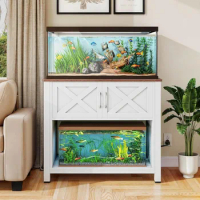 Heavy Duty Metal Aquarium Stand with Power Outlets, Cabinet for Fish Tank Accessories Storage - Suitable