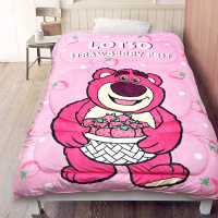 【享夢城堡】卡通超柔暖暖毯被150x200cm(玩具總動員 熊抱哥草莓季-粉/短法蘭絨冬被)