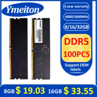 memoriam ddr5 Ymeiton 100PCS 8GB 16GB 32GB 4800MHz 5600MHz U-DIMM RAM 288Pin 1.1v PC Desktop Memory Wholesales