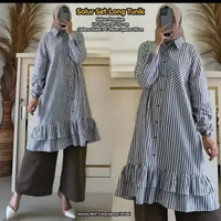 Sela Set Tunik Setelan Wanita Long Tunik Rayon Diamond Premium One Set Wanita Kekinian Celana Kulot 