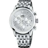 Oris Artelier 復刻三眼計時機械腕錶-銀/44mm 0167676034051-0782273