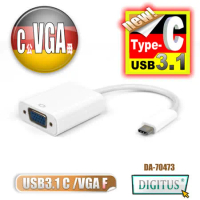 曜兆DIGITUS USB Type-C(公) 轉 VGA (母)互轉線-15公分
