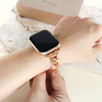 Apple Watch 全系列通用錶帶 蘋果手錶替用錶帶 扣環鍊帶 鋅合金錶帶-玫瑰金/銀色