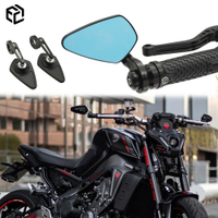 Motorcycle Rearview Handlebar Rhombus Mirrors For YAMAHA MT09 MT03 YZF R1 R6 R7 Blue Glass HD Moto Accessories