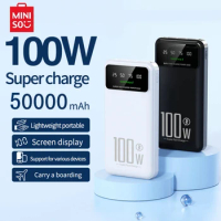Miniso New Hot 50000mAh High Capacity 100W Fast Charging Power Bank Portable Charger Battery Powerbank for iPhone Huawei Samsung