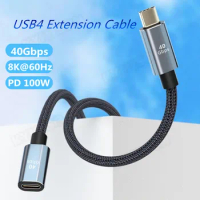 Thunderbolt 3 Extension Cable Thunderbolt 4 Type C 40Gbps USB-C Male To Female Monitor DP Video Dock Station USB4 Extend Cord
