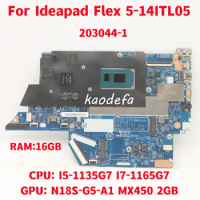 203044-1 For Lenovo Ideapad Flex 5-14ITL05 Laptop Motherboard CPU: I5-1135G7 I7-1165G7 GPU: MX450 2GB RAM:16GB DDR4 100% Test OK