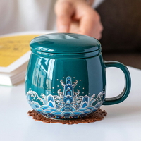 陶瓷喝茶杯辦公室水杯馬克杯帶過濾帶蓋杯子國潮故宮文化創意禮品
