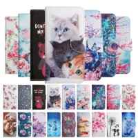 Flip Wallet Leather Case For Sony Xperia 5 10 1 ii iii II III Phone Book Cover Butterfly Flower Cat Flamingo Painted Card Stand