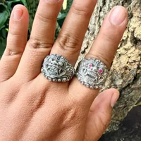Cincin Ring Perak silver Ukir Barong Rangda Bali Lebar Asli 925 Pria Laki Custom Etnik 7 Silver