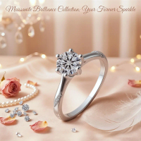 Real S925 Sterling Silver 1CT D Color Moissanite Ring Classic Six Prong Solitaire Engagement Ring Lu