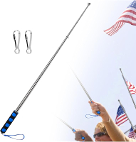 Telescopic Handheld Flagpoles with Clips 67" Portable Stainless Flag Pole Extendable Flag Stick Guid