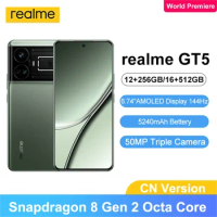 World Premiere Realme GT5 5G Mobile Phone Snapdragon 8 Gen2 6.74" FHD+ 144Hz Super Changer 150W NFC 50MP Smartphone