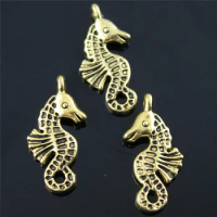 10pcs Charm Sea Horse Diy Sea Horse Charm For Jewelry Making Antique Gold Color Sea Horse Charms Pendant 11x23mm