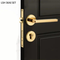 Door Knob with Lock and Key Golden Zinc Alloy Bedroom Split Door Lock Light Luxury Security Door Lock Household Hardware Lockset