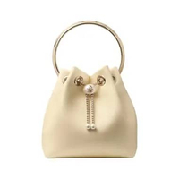 Jimmy Choo Bon Bon Biker With Pearl Closure Leather Bag Buttermilk White