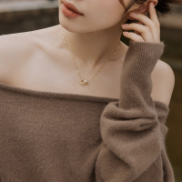 ZHOU LIU FU  S925 Sterling Silver Double Ring Necklace Pendant Necklace Cubic Zircon Chain Necklace 