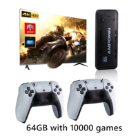 Ampown U9 Portable 2.4G Wireless Console Game Stick 128GB 20000 PS1 N64 PSP Retro Video Game Consoles TV Gaming Box Player Gifts