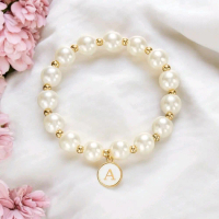8mm Letter Pearl Bracelet 24 Letter Woman Bracelet Fashion Gelang