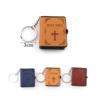Mini Holy Bible Keychain Random Delivery English Version 《Holy Writ 》Book Keychain Religious Christian Cross Bag Pendant
