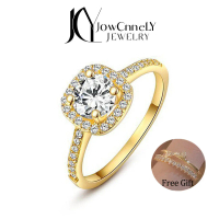 Cincin Moissanite Sintetik, Tetapan 4-Cabang Persegi Mewah, 0.5/1.0ct, Perak 925 Sterling, Cincin Ja