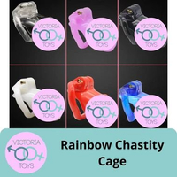 Rainbow Chastity Cage Lock A Cock Ungu
