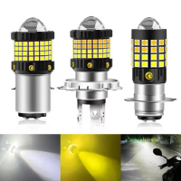 H4 BA20D ไฟหน้ารถจักรยานยนต์ LED, 3000LM, 85LED, 12-80V, 15W, บีมสูง/ต่ำ, สีแดงและสีน้ำเงิน